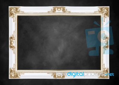 White And Gold Classical Vintage Frame Stock Photo