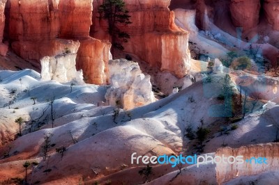 White And Orange Hoodoos Stock Photo