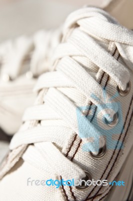 White Canvas Shoes Stock Photo