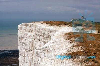 White Cliffs Near The Belle Toute Lighthouse At Beachey Head Stock Photo