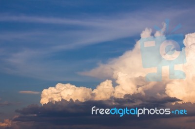 White Clouds Close Up In Blue Sky Stock Photo