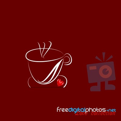 White Coffee Cup And Red Heart Stock Image