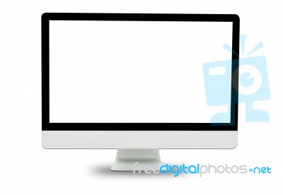 White Computer Monitor Isolated Stock Photo