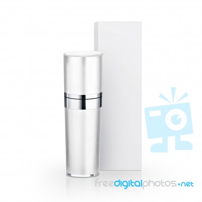 White Cosmetic Bottle & Box Stock Photo