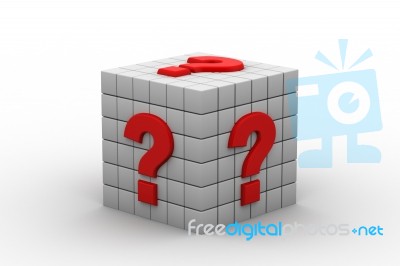 White Cubes And Question Mark Stock Image