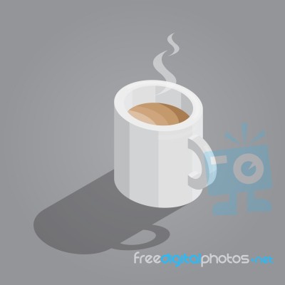 White Cup Of Coffee Isometric Stock Image