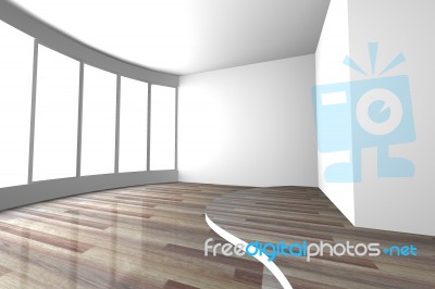 White Curve Space Empty Room Stock Image