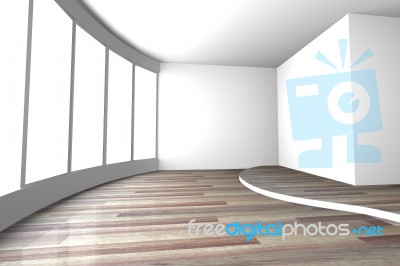 White Curve Space Empty Room Stock Image