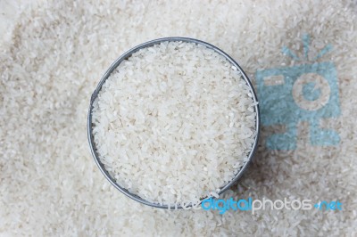 White Dry Uncooked Rice Stock Photo