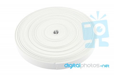 White Elastic Roll On White Background Stock Photo