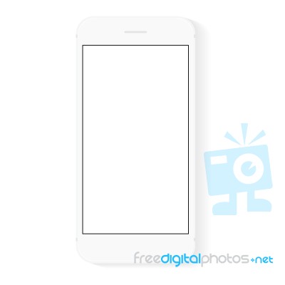 White Flat Phone White Screen, Drawing Modern Smart Phone Design… Stock Image