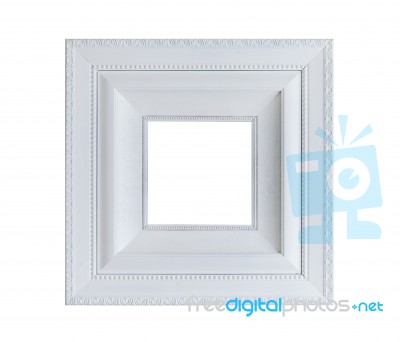 White Frame Of The Classical Style On White Background Stock Photo