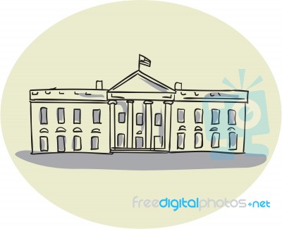 White House Building Oval Drawing Stock Image