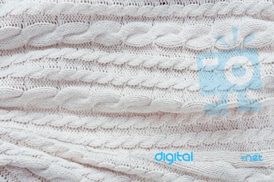 White Knit Fabric Background Stock Photo