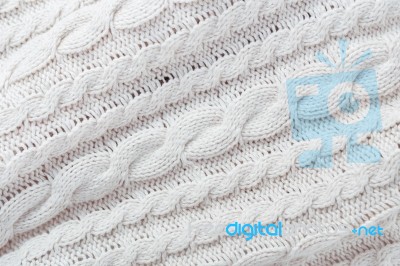 White Knit Fabric Background Stock Photo