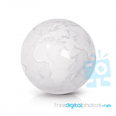 White Marble Globe 3d Illustration Europe And Africa Map Stock Photo