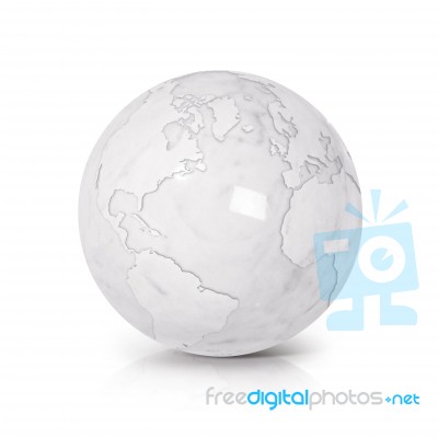 White Marble Globe 3d Illustration North And South America Map Stock Photo