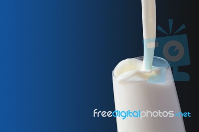 White Milk In Glass Stock Photo