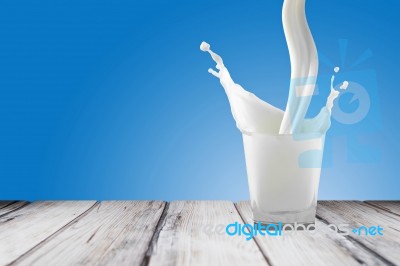 White Milk In Glass Stock Photo