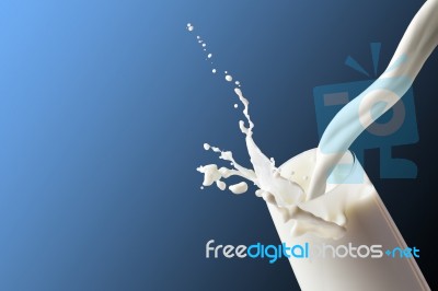 White Milk In Glass Stock Photo