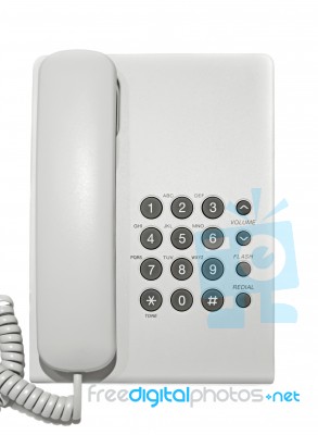 White Office Telephone Stock Photo