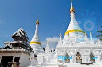 White Pagoda Architecture Of Northern Thailand Stock Photo