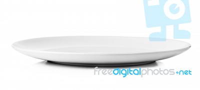 White Plate Isolated On A White Background Stock Photo