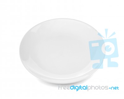 White Plate Isolated On White Background Stock Photo