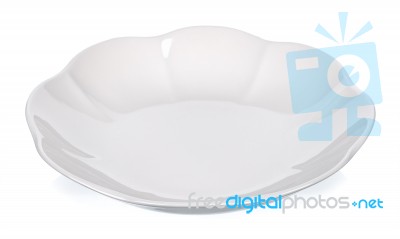 White Plated Isolated On The White Background Stock Photo