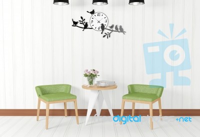 White Room Interior And Vintage Decorations Stock Image