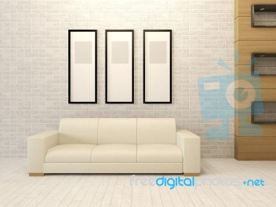White Room Interior In Modern And Loft Design Stock Image