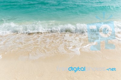 White Sand And Blue Sea Stock Photo