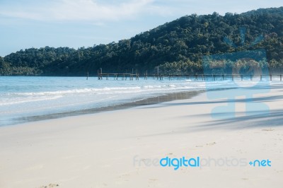 White Sand On Beach At Sunlight Stock Photo