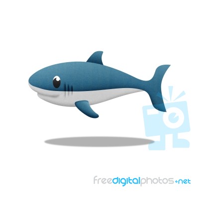 White Shark Cartoon Is Fish In Underwater To Sea Stock Image