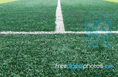 White Sideline On Football Field Stock Photo