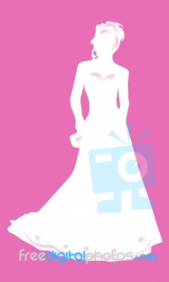 White Silhouette Bride Standing Stock Image