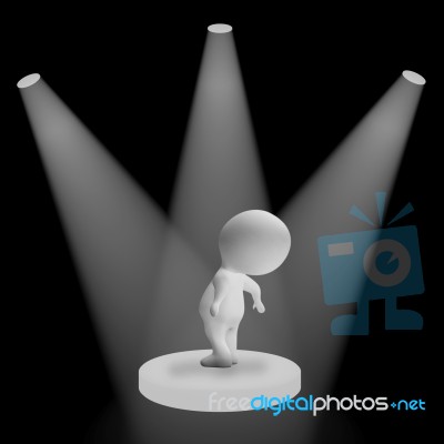 White Spotlights On Character Highlighting Fame And Performance Stock Image