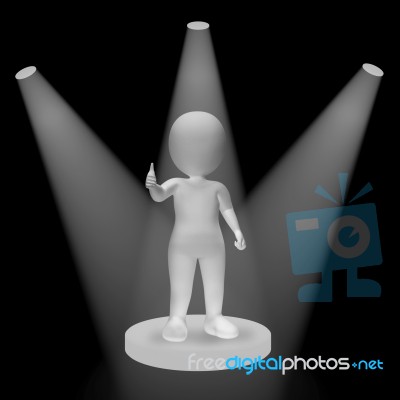 White Spotlights On Character Showing Success Fame And Performan… Stock Image