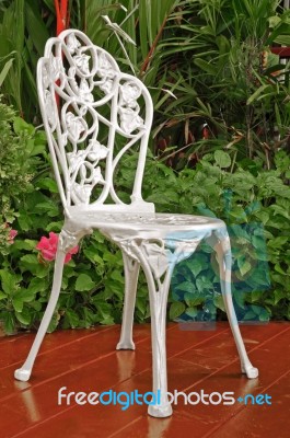 White Steel Chair Stock Photo