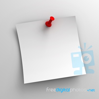 White Sticky Note With Push Pin Stock Image