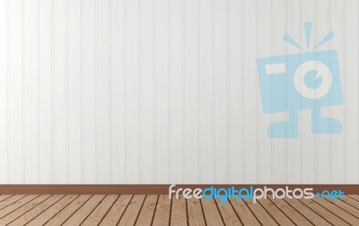 White Wooden Wall And Hardwood Floor Stock Image