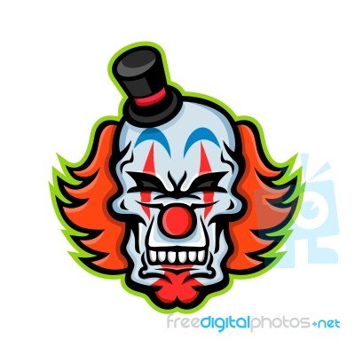 Whiteface Clown Skull Mascot Stock Image