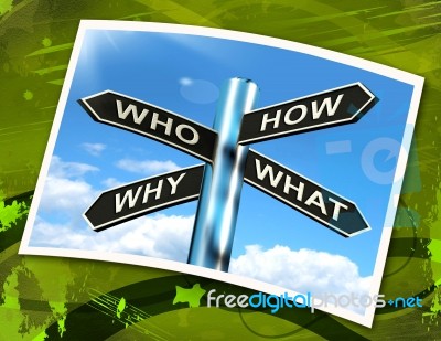 Who How Why What Questions Sign Mean Researching And Investigati… Stock Image