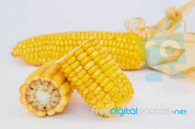 Whole And Halve Corncobs Stock Photo