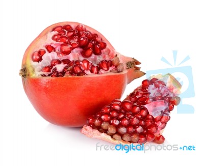 Whole Pomegranate Isolated On The White Background Stock Photo