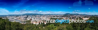 Wide Panorama Of  Oslo City Background Stock Photo