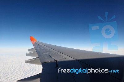 Wide Plane Wing Stock Photo