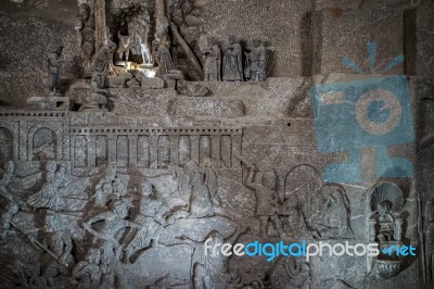 Wieliczka Salt Mine Near Krakow Stock Photo