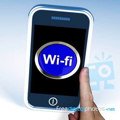 Wifi Button On Mobile Phone Stock Image