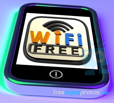 Wifi Free On Smartphone Shows Free Internet Broadcasting Stock Image